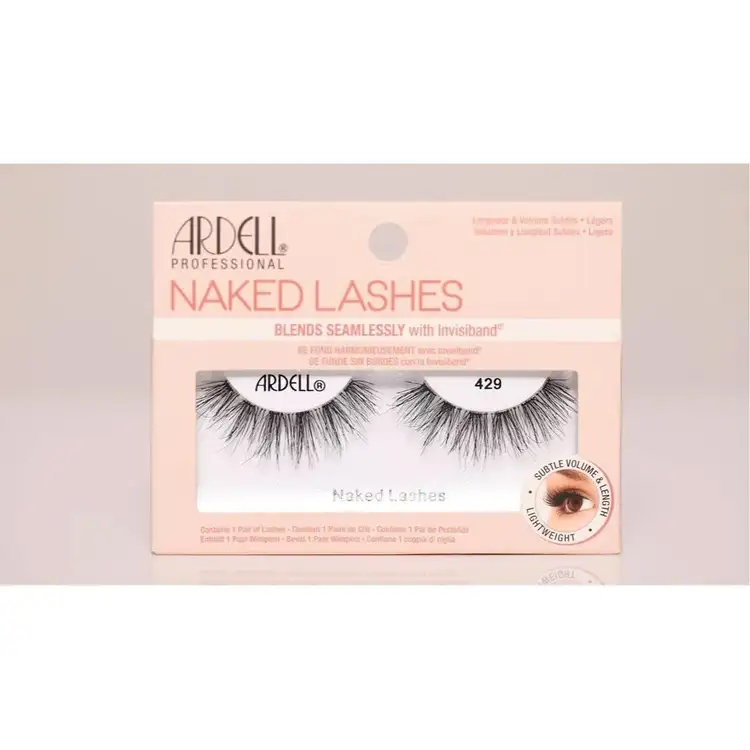 Naked False Eyelash #429 in Black Pestañas postizas rizos cruzados con textura y volumen natural.