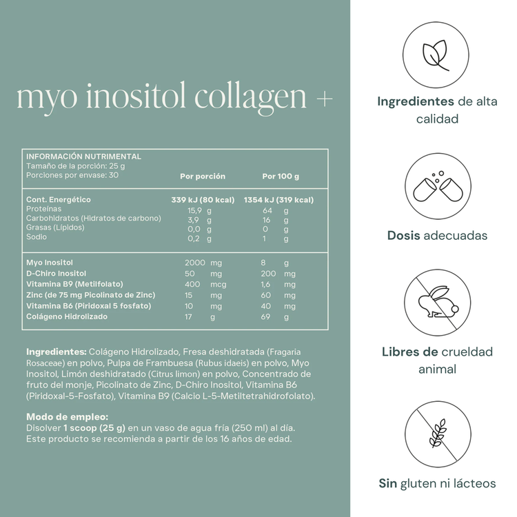 Myo inositol Collagen + Strawberry Lemonade Suplemento alimenticio diseñada para balance hormonal, proteína diaria y apoyo metabólico
