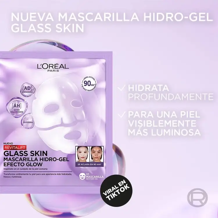 Revitalift Laser - Mascarilla facial glass skin, con acido hialurónico
