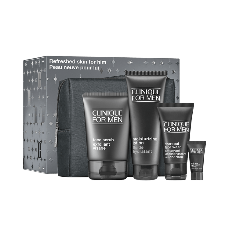 For Men - Set de regalo, exfoliante, hidratante, limpiador charcoal y crema de ojos