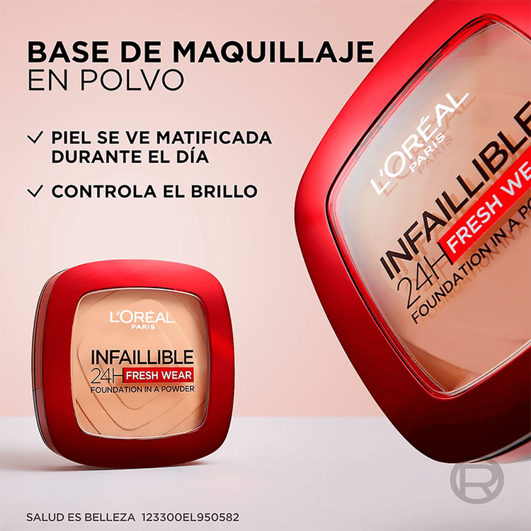 Infallible Freshwear 24H - Polvo de maquillaje, acabado mate y larga duración