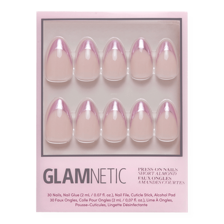 Rock Candy Press-On Nails Uñas postizas puntas cromadas oro rosado.