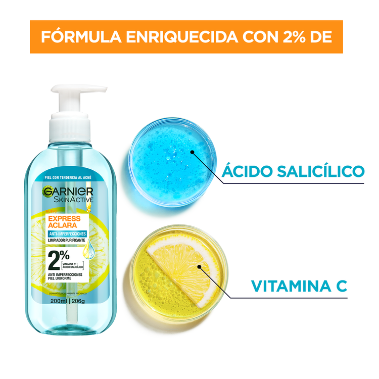 Garnier Skin Gel limpiador remueve bacterias que causan imperfecciones