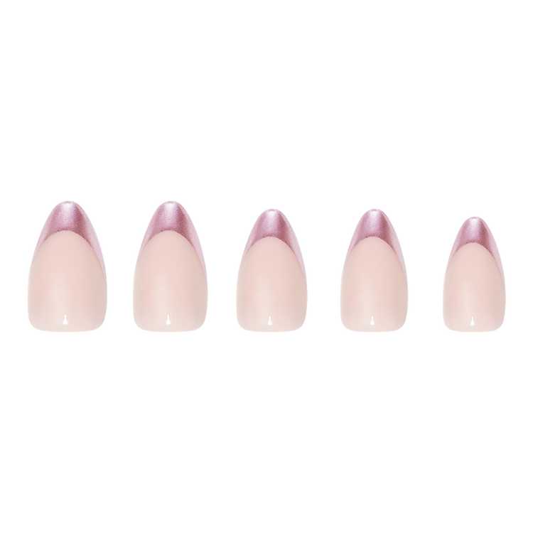 Rock Candy Press-On Nails Uñas postizas puntas cromadas oro rosado.