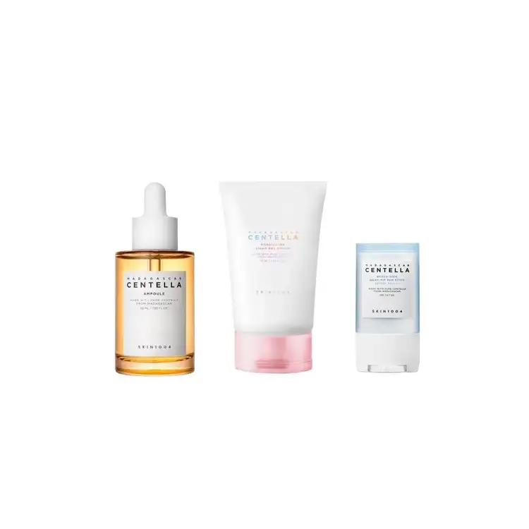 Mother's - Set de regalo, Madagascar Centella Ampoule + Madagascar Centella Hyalu-Cica Protector solar en barra + Poremizing Gel facial