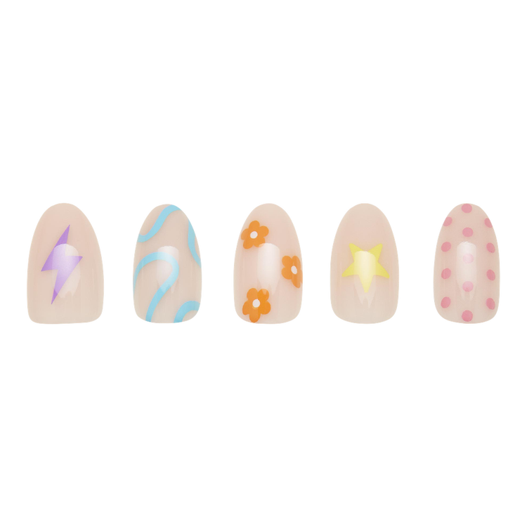 Wild Child Press-On Nails Uñas postizas base semitransparente moderna.