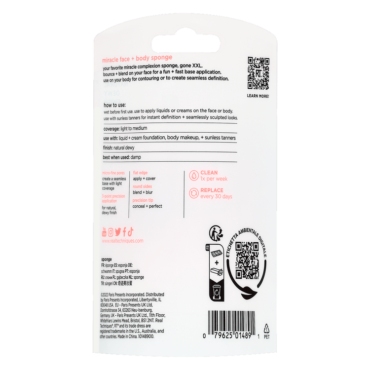 Miracle Face + Body Sponge - Esponja de maquillaje para rostro y cuerpo