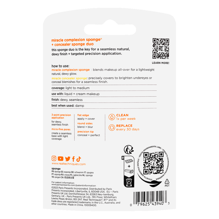 Miracle Complexion Sponge + Concealer Sponge Duo - Duo, esponjas para maquillaje