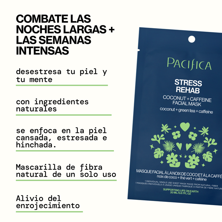 Stress Rehab Coconut & Caffeine Mascarilla en hoja desestresa la piel