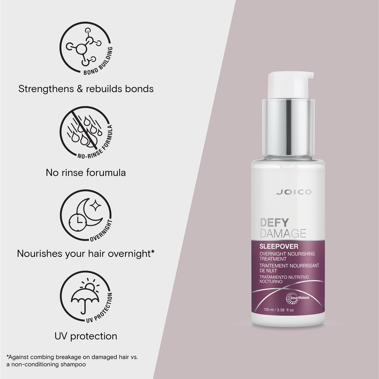 Defy Damage Sleepover Overnight Tratamiento nocturno reparador nutre y repara el cabello durante la noche