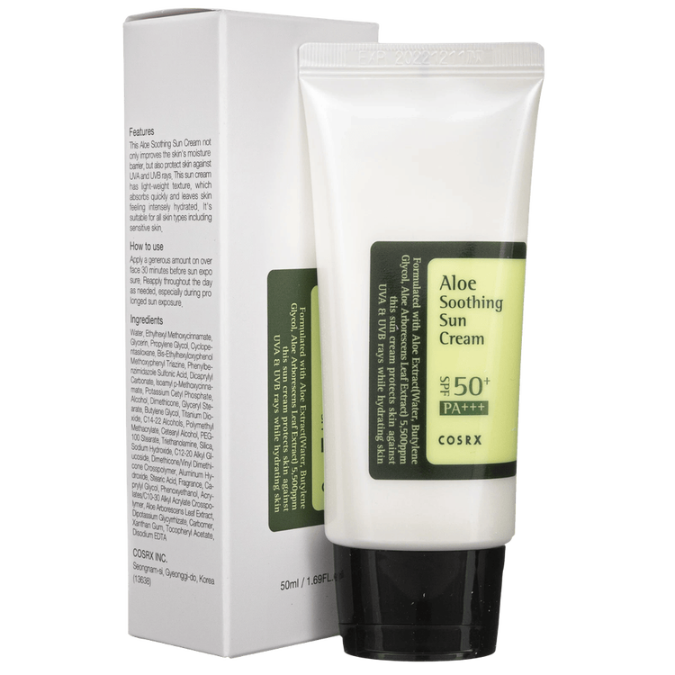 Aloe Soothing - Crema solar facial, protección 50+ SPF