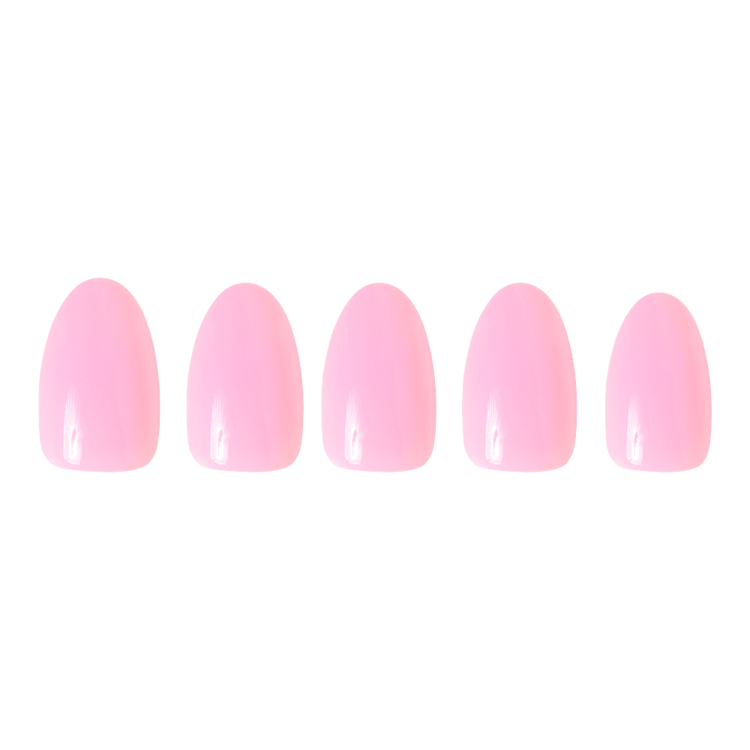 Think Pink Press-On Nails Uñas postizas suave rosa bebé brillante.