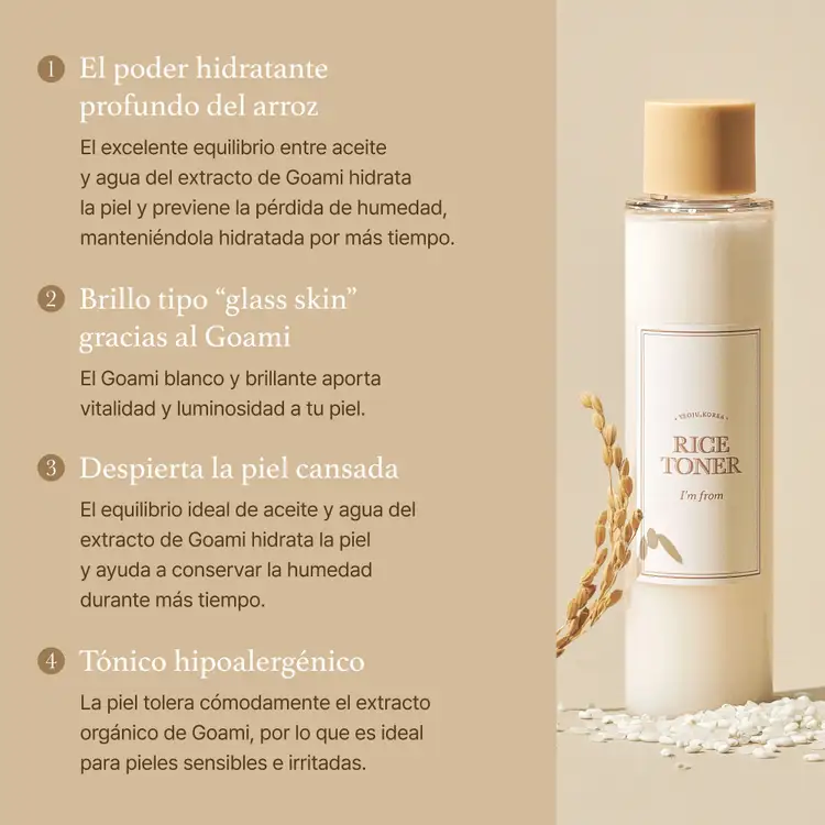 Rice - Tónico facial, ilumina el tono de piel