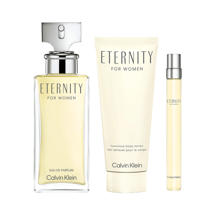 Eternity Women - Set de regalo, Eau de Parfum 100ml + Body Lotion 100ml + Spray 10ml