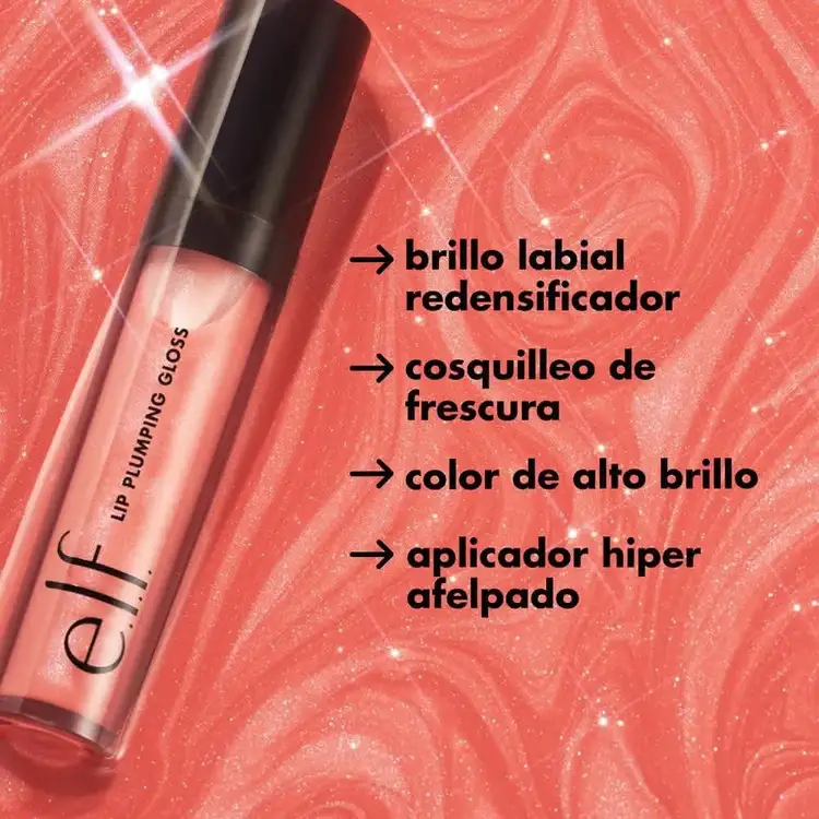 e.l.f. Lip Plumping Gloss Gloss labial de brillo intenso que aumenta el volumen de los labios con un cosquilleo refrescante