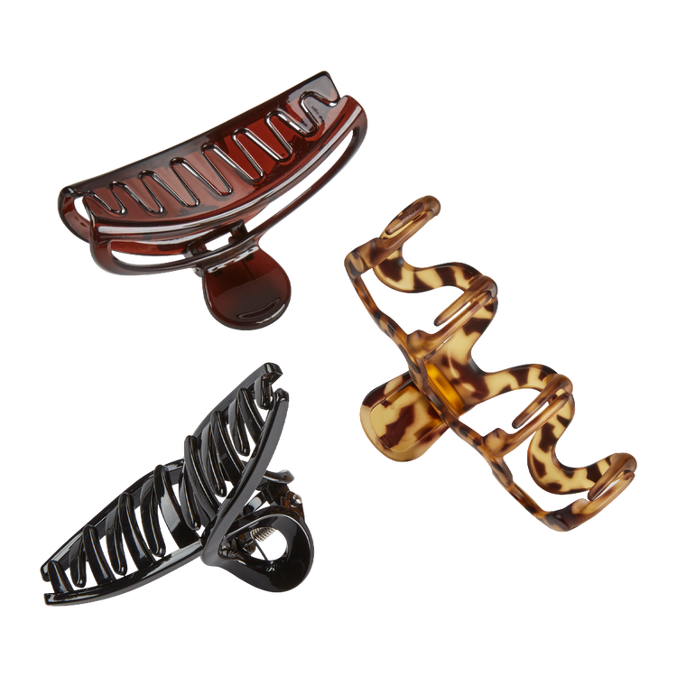 Scunci - Pinzas value pack matte en colores animal print, carey y negra