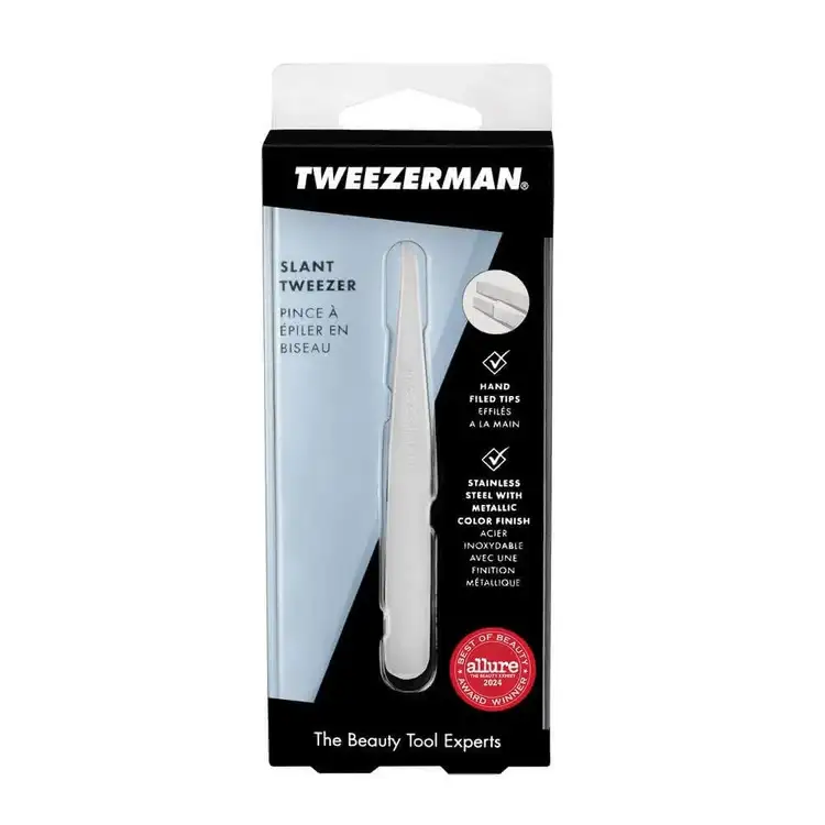 Slant Tweezer Pinzas para cejas plateadas precisión y control para la depilación de cejas