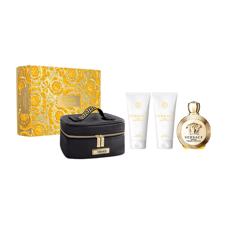 Eros Femme - Set de regalo, Eau de Parfum 100 ml + Gel de ducha + Body Lotion + Case