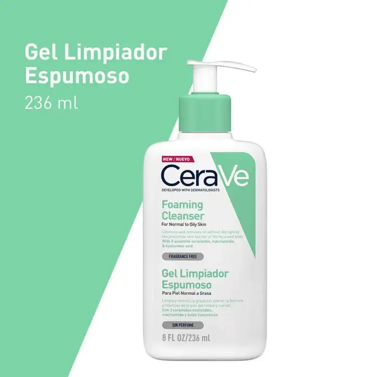 Gel limpiador espumoso, limpieza facial suave