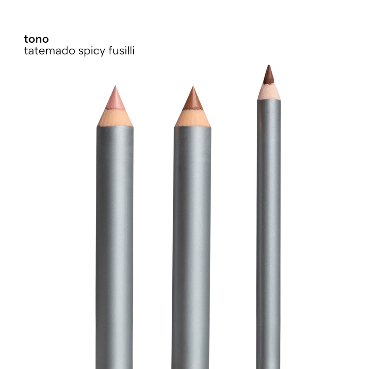 Lip Kit Larga Duración - Delineador (6 gr) + Labial (3 gr) + Iluminador (3 gr) + Estuche + Sacapuntas, Tatemado Spicy Fusilli 5 en 1