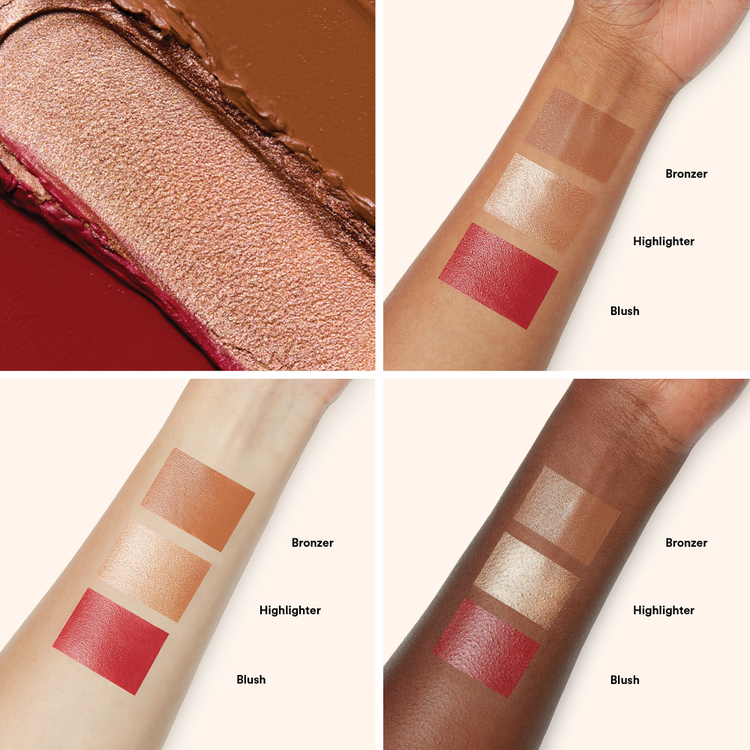 Cheek Squad Paleta de rubor, bronceador e iluminador ligera y cremosa
